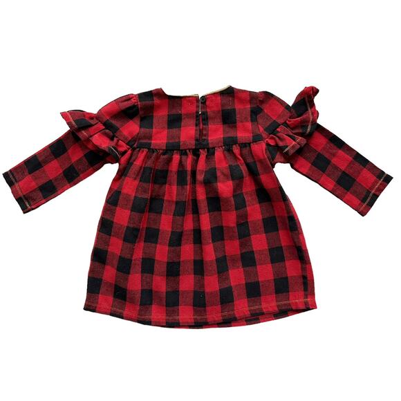 Mud Pie Buffalo Check Flannel Dress Size 9-12m - Picture 4 of 5